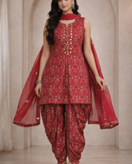Advita Bandhani Print Dhoti Suit Set for Women | Festive Ethnic Wear with Dupatta