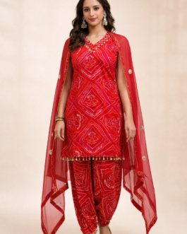 Advita Bandhani Print Dhoti Suit Set for Women | Festive Ethnic Wear with Dupatta