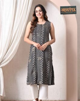 Advita Black Rayon Cotton Printed Kurti for Women Daily Wear