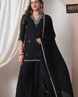 Advita Black Chinon Party Wear Sharara Set for Women
