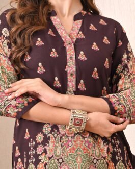 Advita Dark Maroon Paisley Print Rayon Cotton Co-ord Set