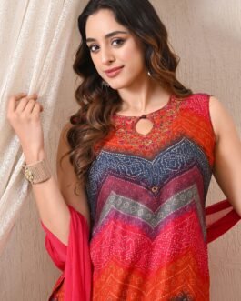 Advita Multicolor Bandhani Gaji Silk Suit
