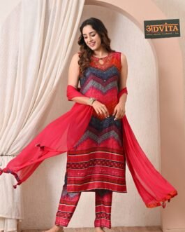 Advita Multicolor Bandhani Gaji Silk Suit