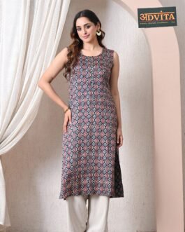 Advita Multicolor Geometric Ikat Print Straight Kurti