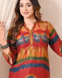 Advita Multicolor Tie Dye Shibori Print Gaji Silk Cord Set