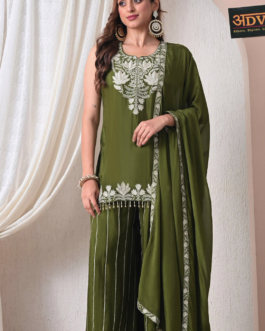 Advita Olive Green Chinon Party Wear Sharara Set for Women