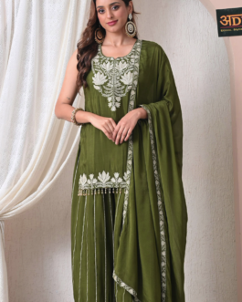 Advita Olive Green Chinon Party Wear Sharara Set for Women