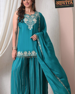 Advita Teal Green Chinon Party Wear Sharara Set for Women